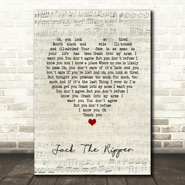 Morrissey Jack The Ripper Script Heart Song Lyric Quote Music Print