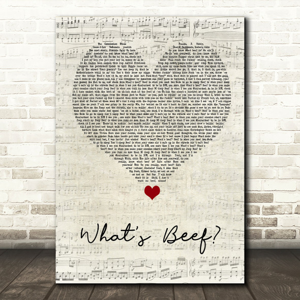 Notorious BIG What's Beef Script Heart Song Lyric Quote Music Print