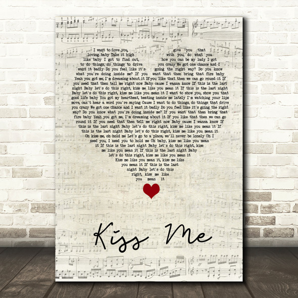 Olly Murs Kiss Me Script Heart Song Lyric Quote Music Print