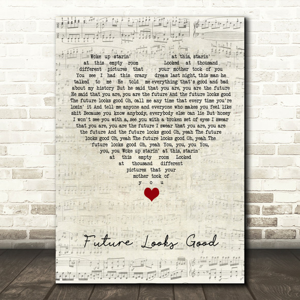 OneRepublic Future Looks Good Script Heart Song Lyric Quote Music Print