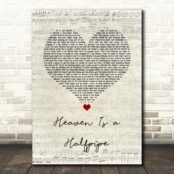 OPM Heaven Is a Halfpipe Script Heart Song Lyric Quote Music Print
