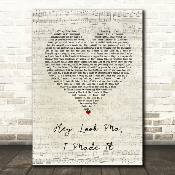 Panic! At The Disco Hey Look Ma, I Made It Script Heart Song Lyric Quote Music Print