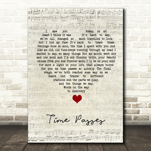 Paul Weller Time Passes Script Heart Song Lyric Quote Music Print