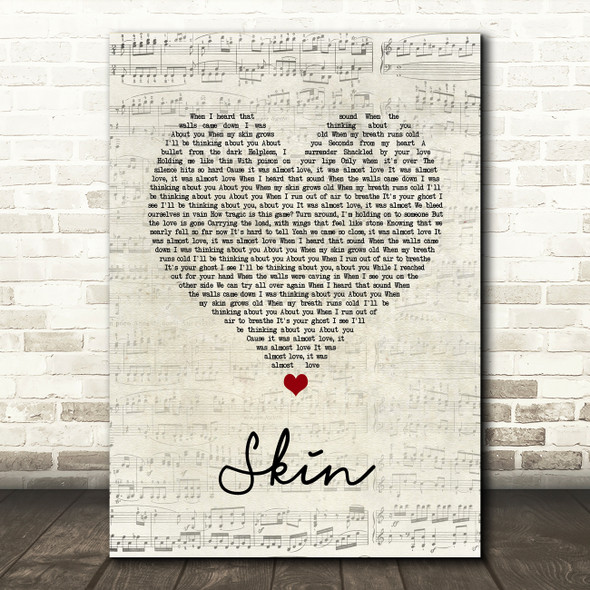 Rag'n'Bone Man Skin Script Heart Song Lyric Quote Music Print