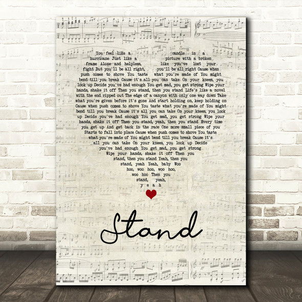 Rascal Flatts Stand Script Heart Song Lyric Quote Music Print
