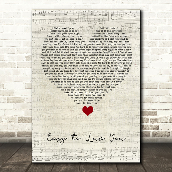 Stacie Orrico Easy to Luv You Script Heart Song Lyric Quote Music Print