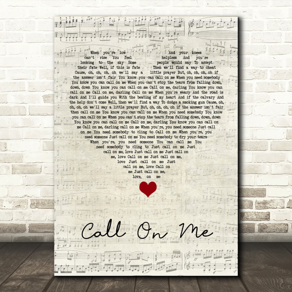 Starley Call On Me Script Heart Song Lyric Quote Music Print