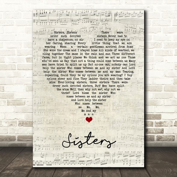 The Beverley Sisters Sisters Script Heart Song Lyric Quote Music Print