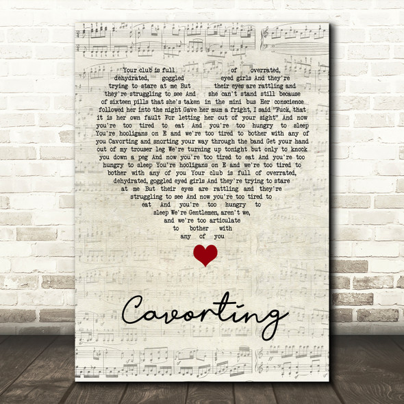 The Courteeners Cavorting Script Heart Song Lyric Quote Music Print