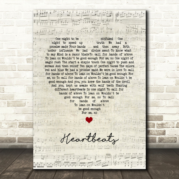 The Knife Heartbeats Script Heart Song Lyric Quote Music Print