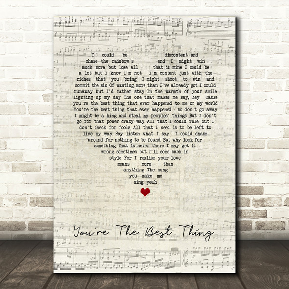 The Style Council You're The Best Thing Script Heart Song Lyric Quote Music Print