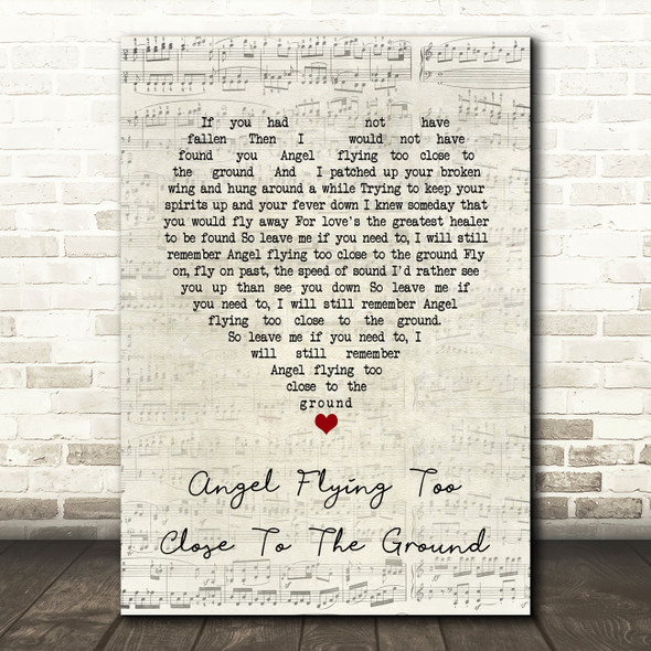 Willie Nelson Angel Flying Too Close To The Ground Script Heart Song Lyric Quote Music Print