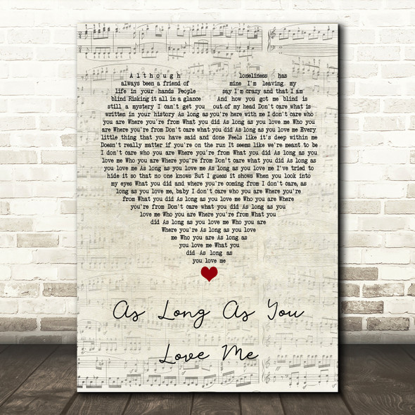 Backstreet Boys As Long As You Love Me Script Heart Song Lyric Quote Print