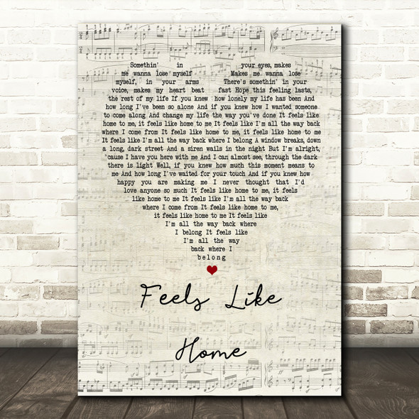 Chantal Kreviazuk Feels Like Home Script Heart Song Lyric Quote Print