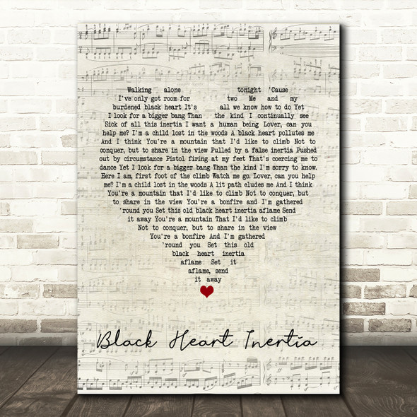 Incubus Black Heart Inertia Script Heart Song Lyric Quote Print