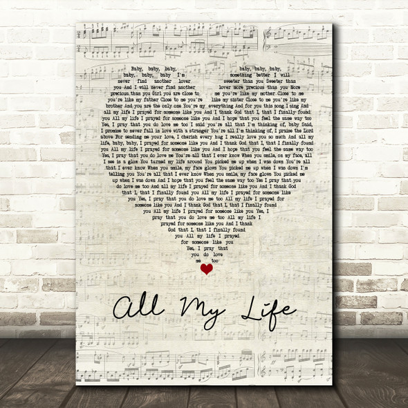 K-Ci & JoJo All My Life Script Heart Song Lyric Quote Print