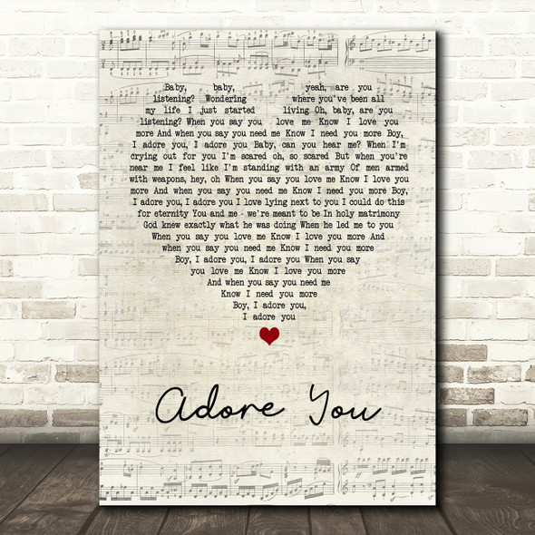 Miley Cyrus Adore You Script Heart Song Lyric Quote Print