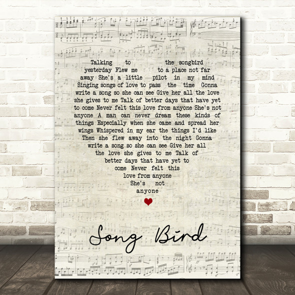 Oasis Song Bird Script Heart Song Lyric Quote Print