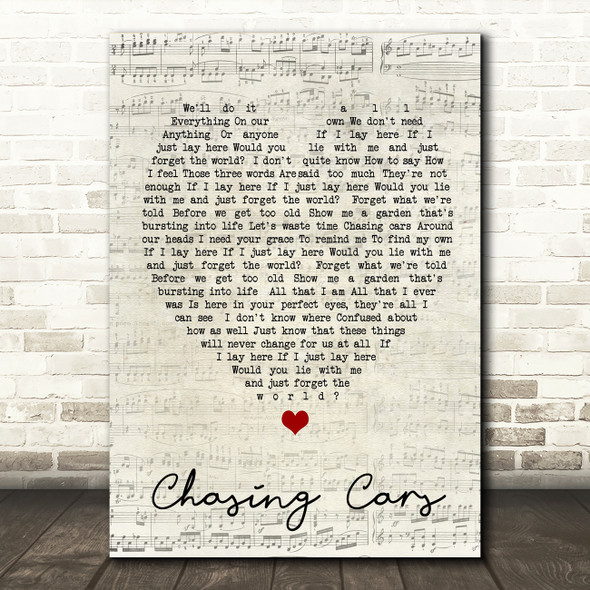 Chasing Cars Snow Patrol Script Heart Quote Song Lyric Print