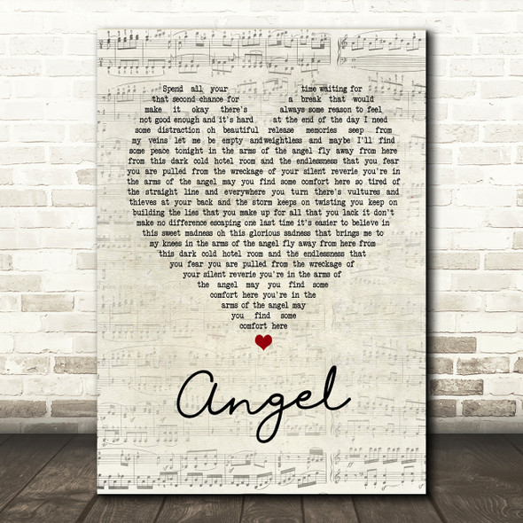 Sarah McLachlan Angel Script Heart Song Lyric Quote Print