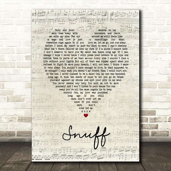 Slipknot Snuff Script Heart Song Lyric Quote Print
