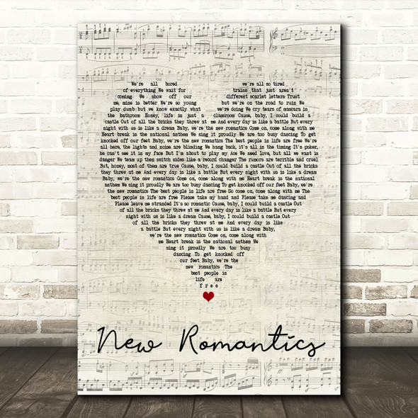 Taylor Swift New Romantics Script Heart Song Lyric Quote Print