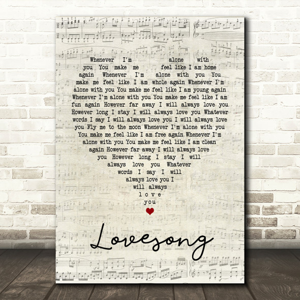 The Cure Lovesong Script Heart Song Lyric Quote Print