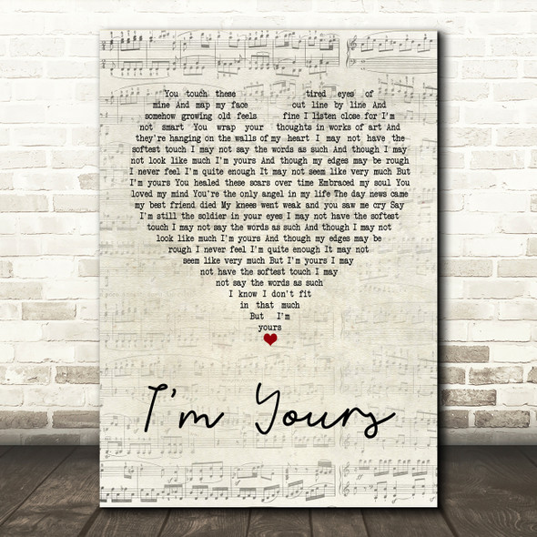 The Script I'm Yours Script Heart Song Lyric Quote Print