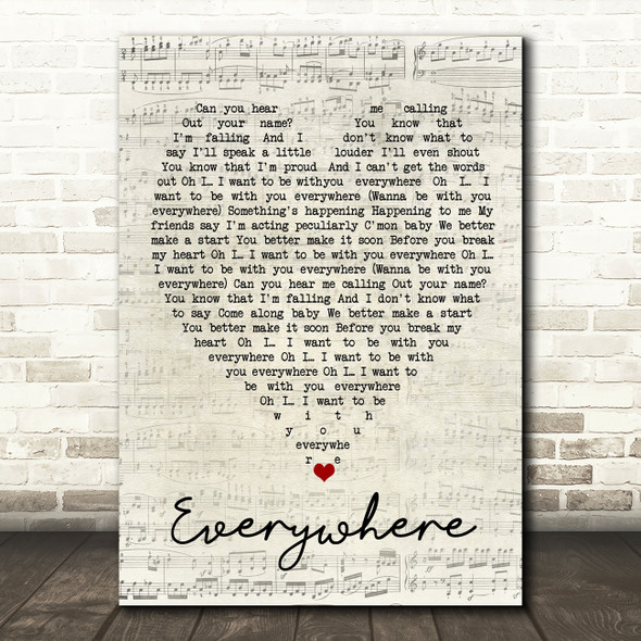 Everywhere Fleetwood Mac Script Heart Quote Song Lyric Print