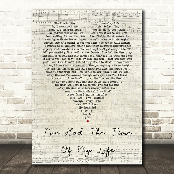 I've Had The Time Of My Life Heart Lyric Print Script Heart Song Lyric Print