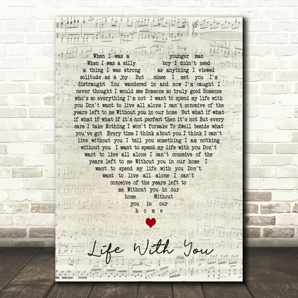 Life With You The Proclaimers Script Heart Song Lyric Quote Print