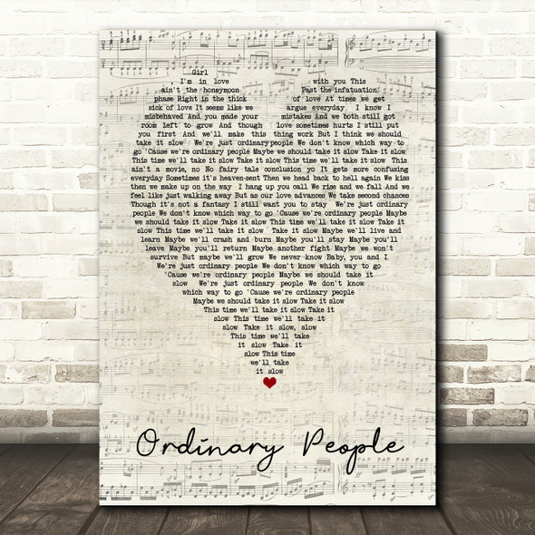 Ordinary People John Legend Script Heart Song Lyric Quote Print