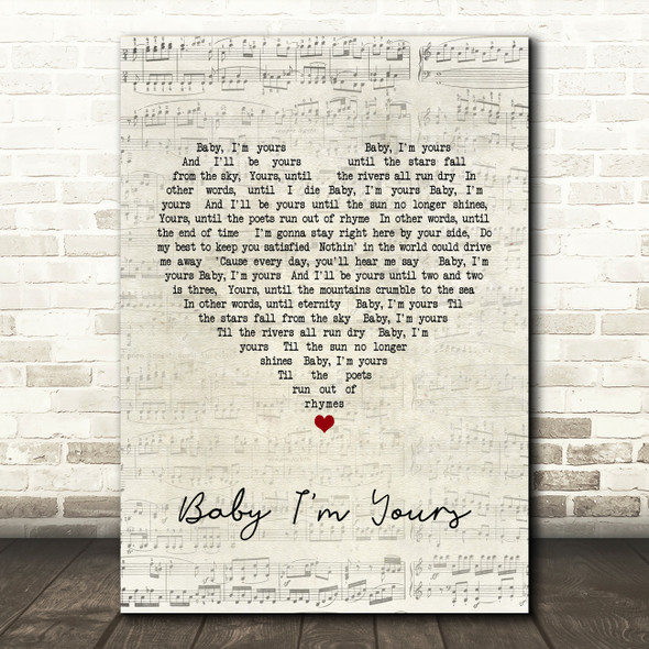 Arctic Monkeys Baby I'm Yours Script Heart Song Lyric Quote Print