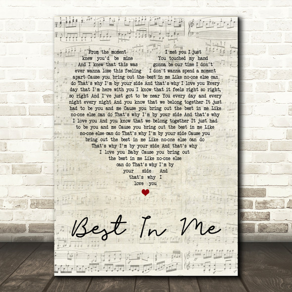 Blue Best In Me Script Heart Song Lyric Quote Print