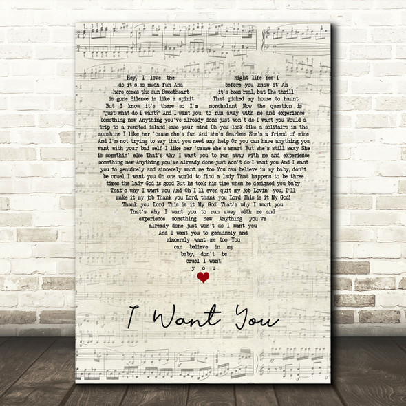 Cee Lo Green I Want You Script Heart Song Lyric Quote Print