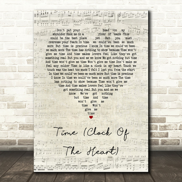 Culture Club Time (Clock Of The Heart) Script Heart Song Lyric Quote Print