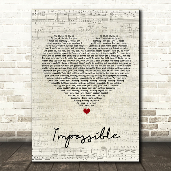 Daniel Merriweather Impossible Script Heart Song Lyric Quote Print