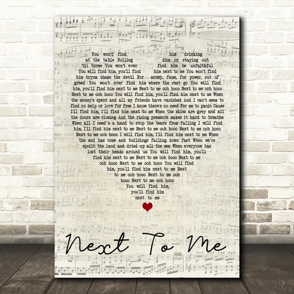 Emeli Sandé Next To Me Script Heart Song Lyric Quote Print