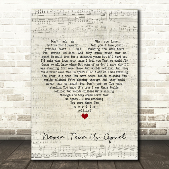 INXS Never Tear Us Apart Script Heart Song Lyric Quote Print