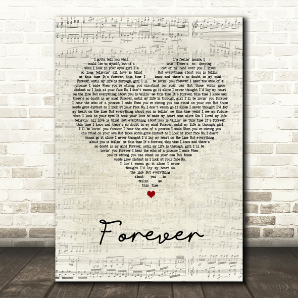 Kiss Forever Script Heart Song Lyric Quote Print