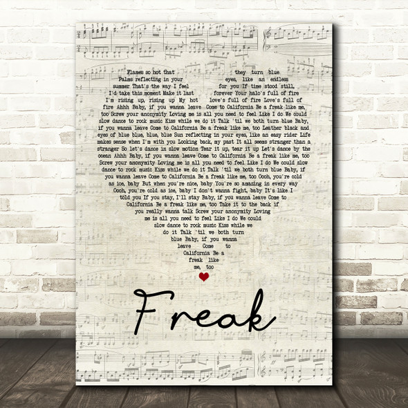 Lana Del Rey Freak Script Heart Song Lyric Quote Print