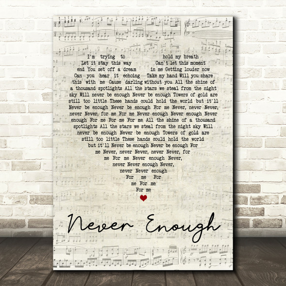 Loren Allred Never Enough Script Heart Song Lyric Quote Print