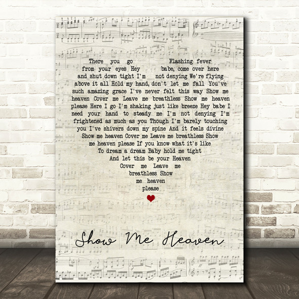Maria McKee Show Me Heaven Script Heart Song Lyric Quote Print