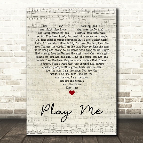 Neil Diamond Play Me Script Heart Song Lyric Quote Print