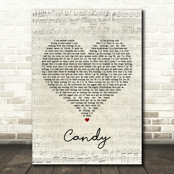 Paolo Nutini Candy Script Heart Song Lyric Quote Print