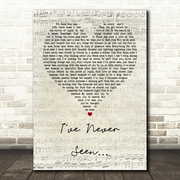 RZA feat. Xavier Naidoo I've Never Seen Script Heart Song Lyric Quote Print