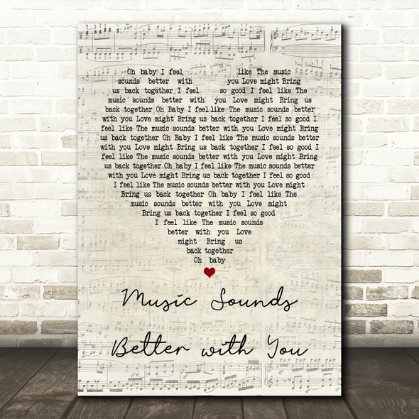 Stardust Music Sounds Better with You Script Heart Song Lyric Quote Print