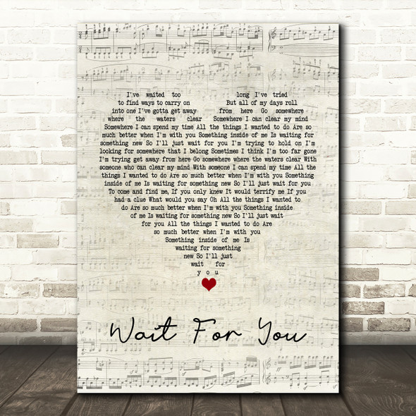 Stone Broken Wait For You Script Heart Song Lyric Quote Print