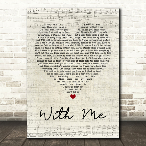 Sum 41 With Me Script Heart Song Lyric Quote Print