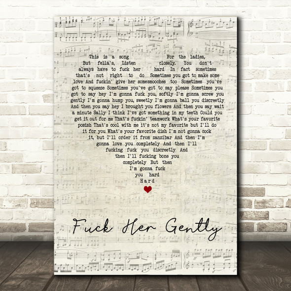 Tenacious D Fuck Her Gently Script Heart Song Lyric Quote Print